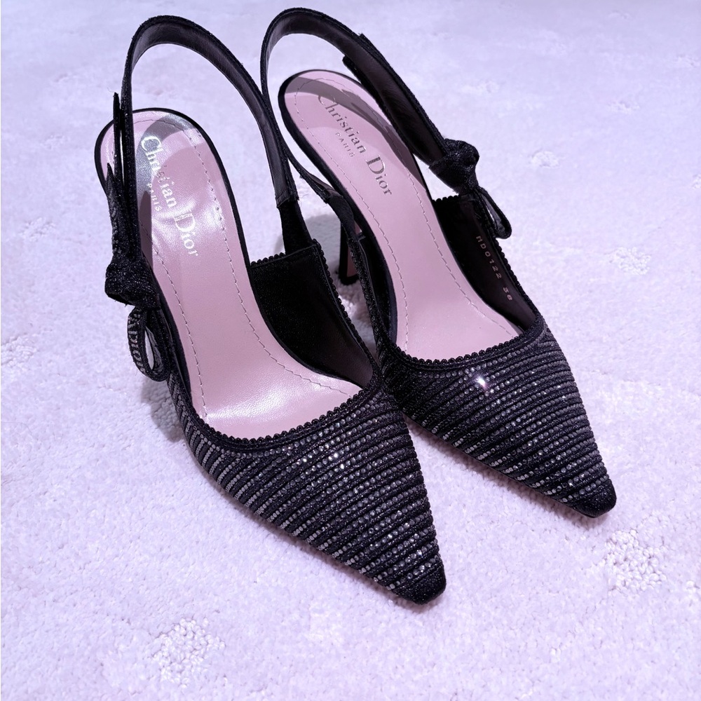 Dior J’Adior Black Sparkling Slingback Heels